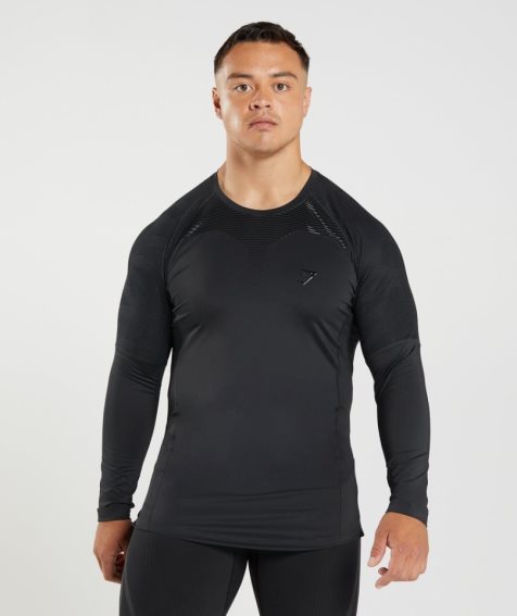 Men's Gymshark 315 Long Sleeve T-Shirts Black | NZ 2LQAJT